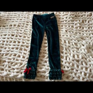 Evergreen color crushed velvet ruffle MJ pants Size 6